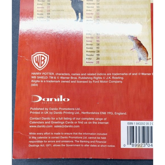 Harry Potter Long 2004 Wall Calendar From UK Vintage 16.5" x 6" Danilo Pictures - Picture 5 of 9